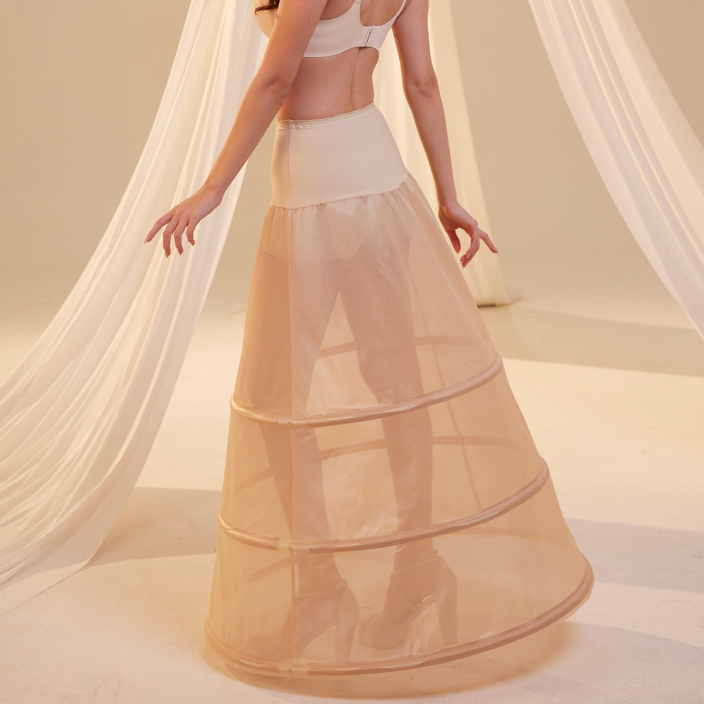 Nude A-Line Wedding Dress Petticoat , 3 Hoops & Waist Corsage by Bridal Port