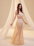 Nude A-Line Wedding Dress Petticoat , One Hoop Underskirt with Waist Corsage by Bridal Port