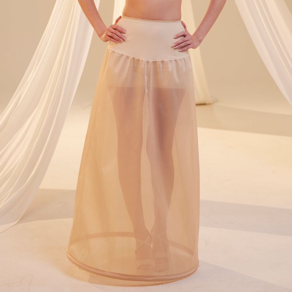 Nude A-Line Wedding Dress Petticoat , One Hoop Underskirt with Waist Corsage by Bridal Port