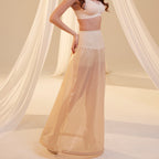 Nude A-Line Wedding Dress Petticoat , One Hoop Underskirt with Waist Corsage by Bridal Port