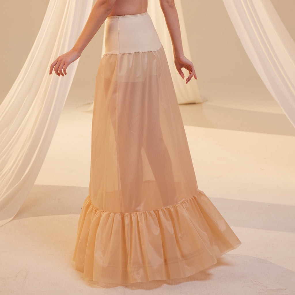 Nude Mermaid Petticoat Skirt with Waist Corsage , Bridal Crinoline Slip by Bridal Port