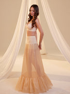 Nude Mermaid Petticoat Skirt with Waist Corsage , Bridal Crinoline Slip by Bridal Port