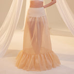 Nude Mermaid Petticoat Skirt with Waist Corsage , Bridal Crinoline Slip by Bridal Port