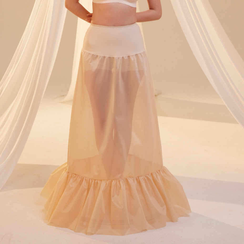 Nude Mermaid Petticoat Skirt with Waist Corsage , Bridal Crinoline Slip by Bridal Port