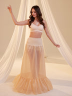 Nude Mermaid Petticoat Skirt with Waist Corsage , Bridal Crinoline Slip by Bridal Port