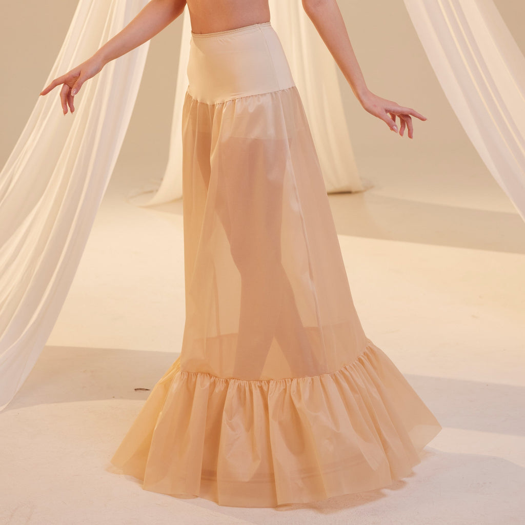 Nude Mermaid Petticoat Skirt with Waist Corsage , Bridal Crinoline Slip by Bridal Port