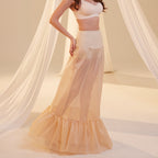 Nude Mermaid Petticoat Skirt with Waist Corsage , Bridal Crinoline Slip by Bridal Port
