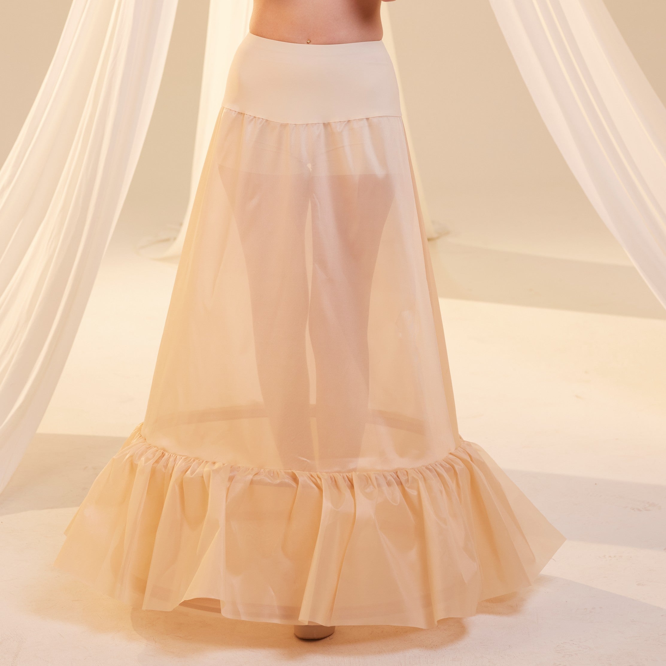 Nude Trumpet Petticoat Skirt with Waist Corsage , Bridal Crinoline Slip by Bridal Port