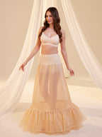 Nude Trumpet Petticoat Skirt with Waist Corsage , Bridal Crinoline Slip by Bridal Port
