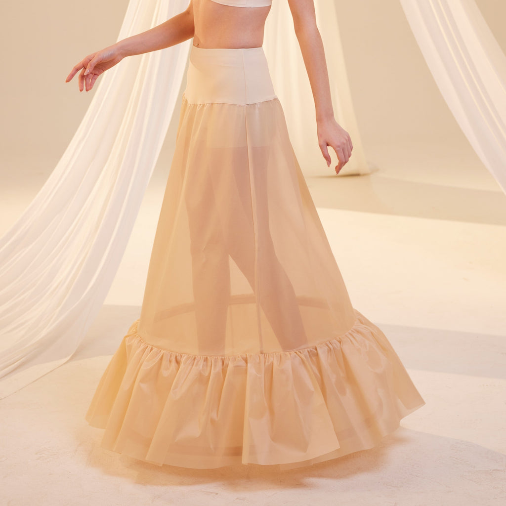 Nude Trumpet Petticoat Skirt with Waist Corsage , Bridal Crinoline Slip by Bridal Port