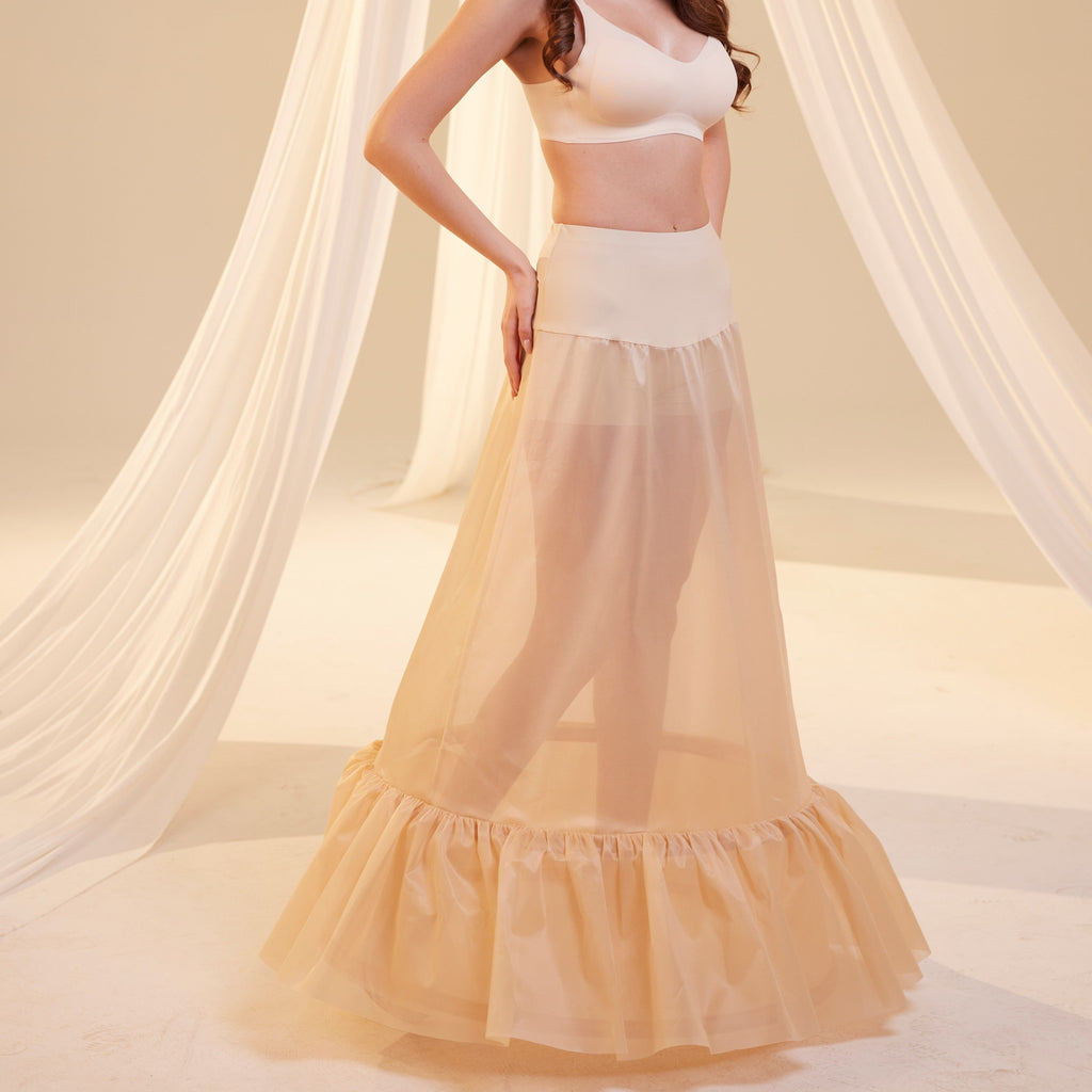 Nude Trumpet Petticoat Skirt with Waist Corsage , Bridal Crinoline Slip by Bridal Port