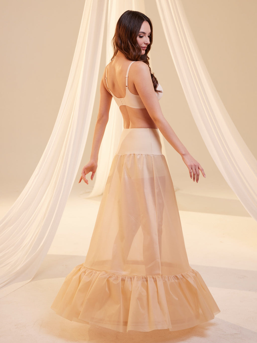 Nude Trumpet Petticoat Skirt with Waist Corsage , Bridal Crinoline Slip by Bridal Port