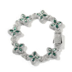 Hip-hop zircon colored infinite four-leaf clover bracelet by nowadaysfashion