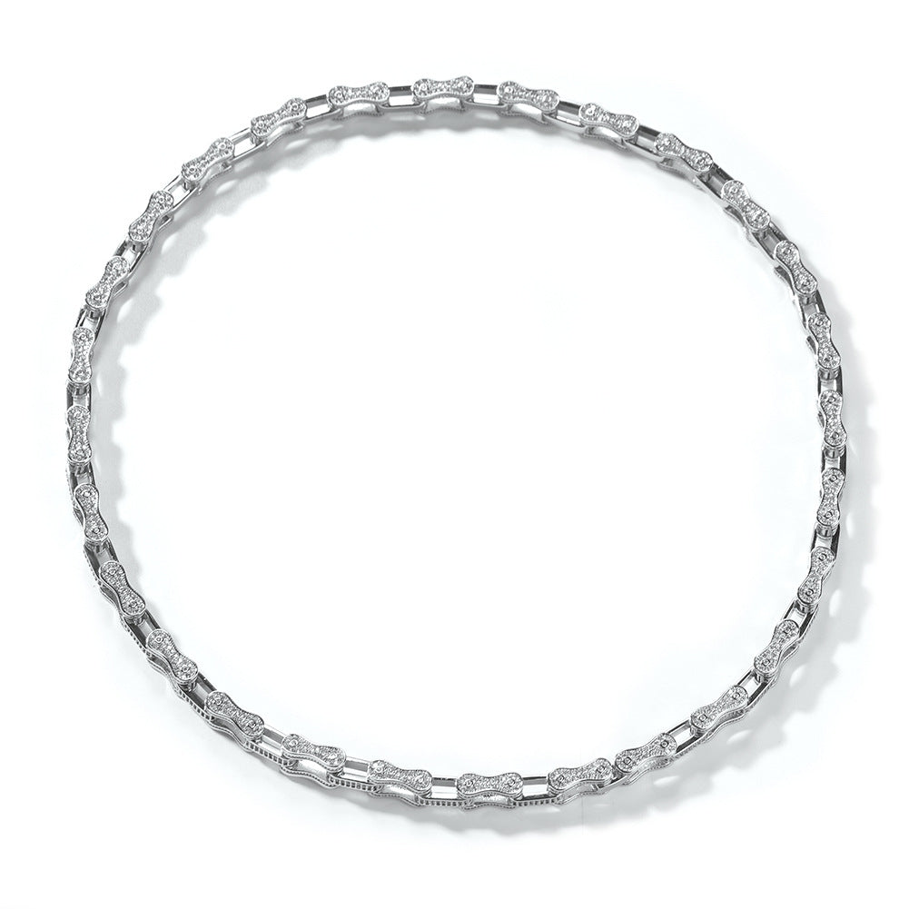 Hip Hop Rhinestone 5mm Bicycle Chain Necklace by nowadaysfashion