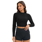 Swimsuit Women Split Long Sleeve Sunscreen Solid Color Conservative Two Piece Set Swimsuit by Bella Mia