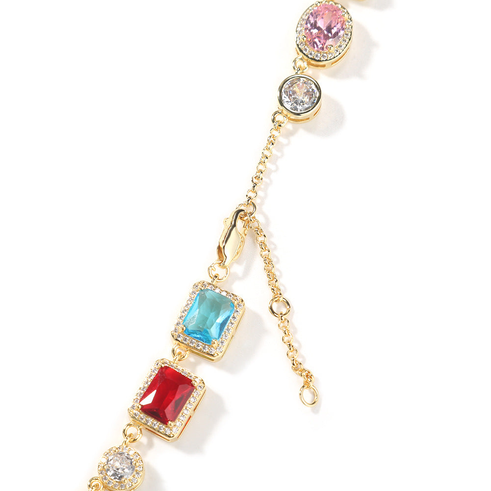 Exquisite diamond-encrusted colored gemstone bracelet and necklace by nowadaysfashion