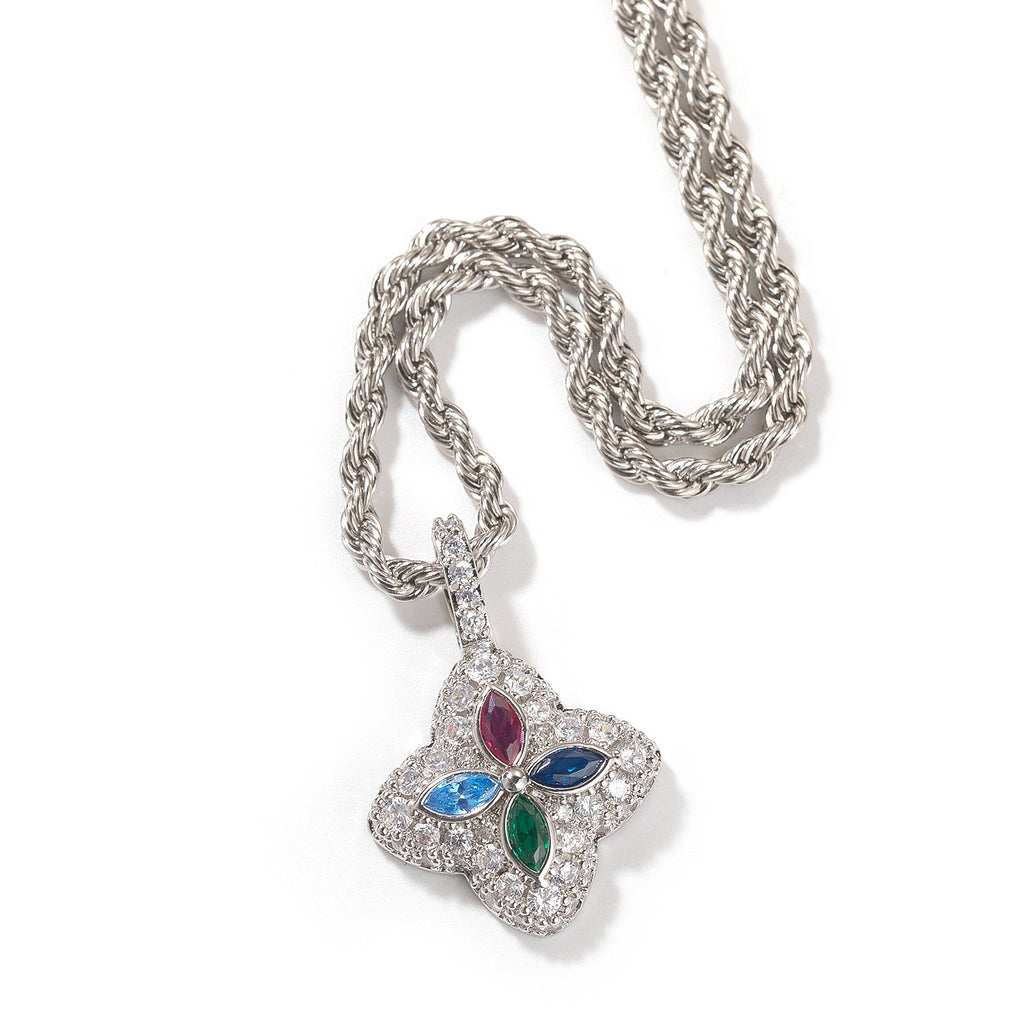Cubic Zirconia Colorful Four-Leaf Clover Pendant by nowadaysfashion