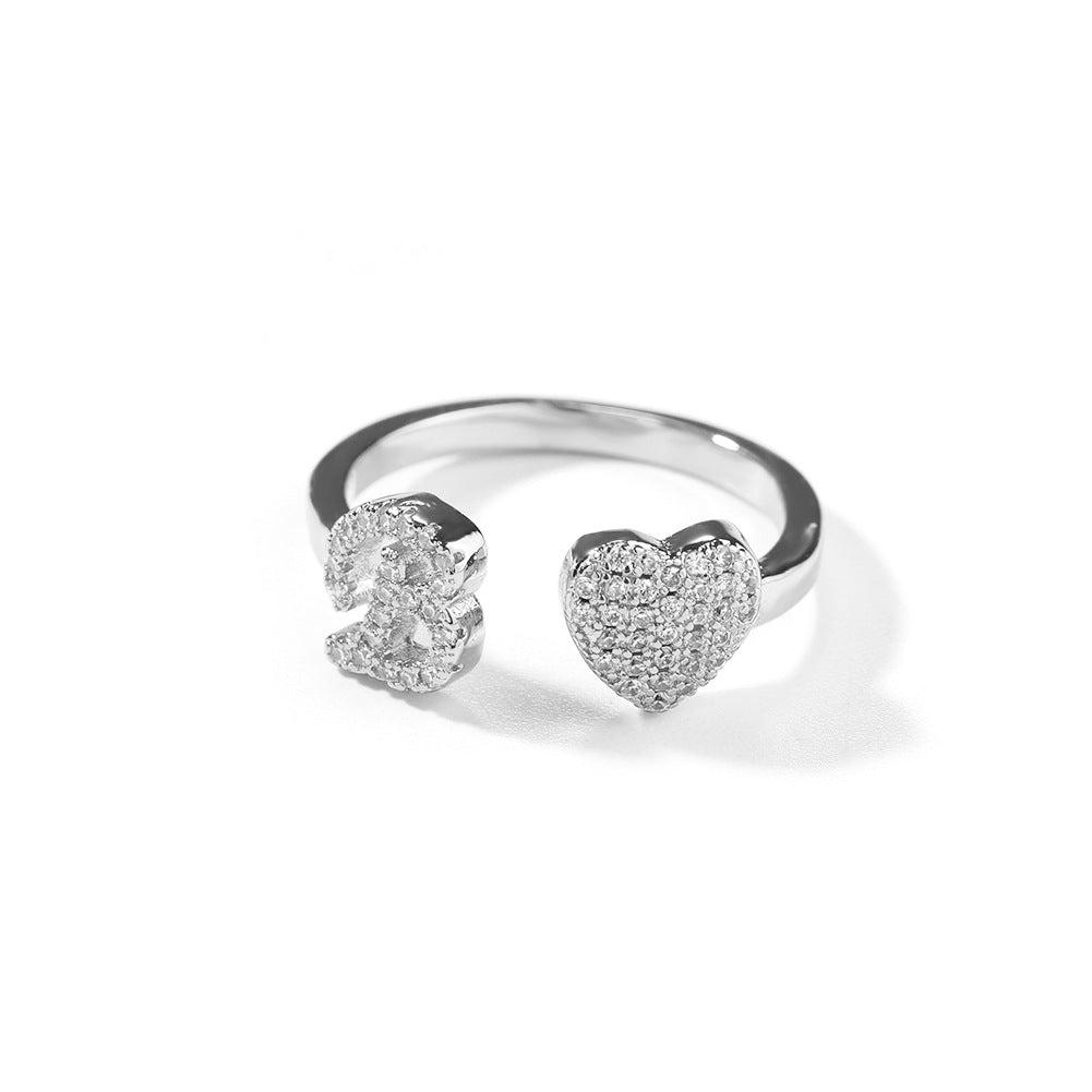 Hip-hop zircon-encrusted 26 English letters ring by nowadaysfashion