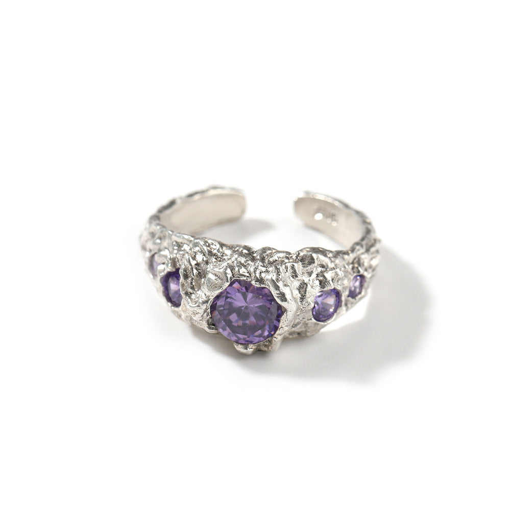 Hip-Hop 925 Silver Ring with Purple Zircon by nowadaysfashion