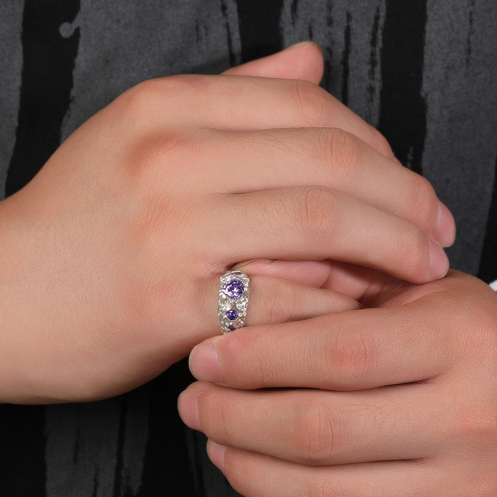 Hip-Hop 925 Silver Ring with Purple Zircon by nowadaysfashion