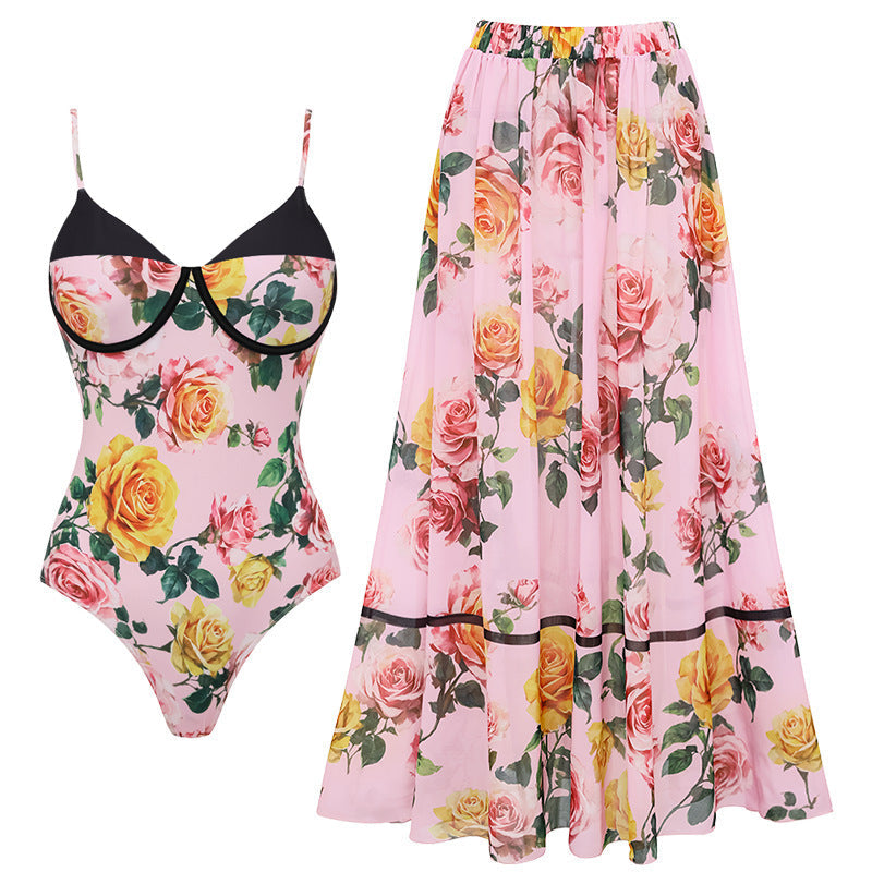 Swimsuit Pink Floral Sweet Seaside Vacation Swimsuit Set Women by Bella Mia