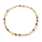 Hip-hop diamond multi-colored gemstone necklace by nowadaysfashion