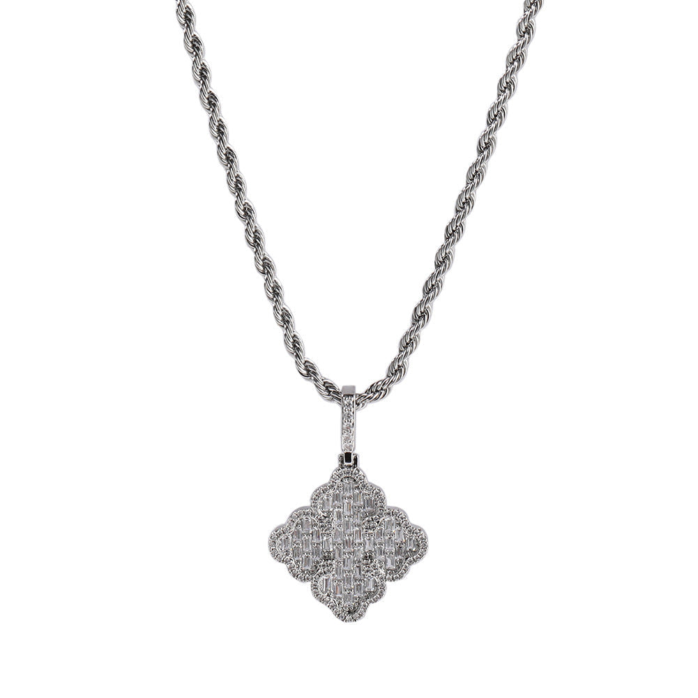 Full-diamond zircon four-leaf clover necklace by nowadaysfashion
