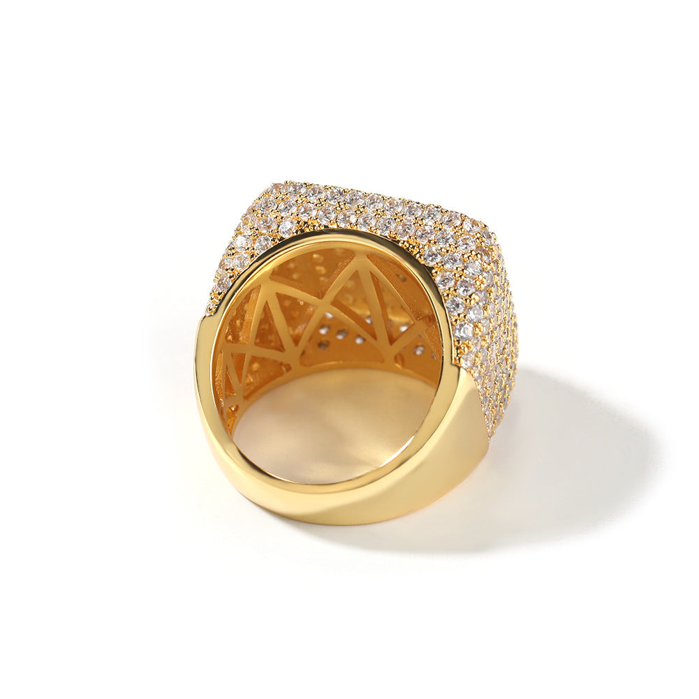 Hip-hop large square ring with zircon by nowadaysfashion