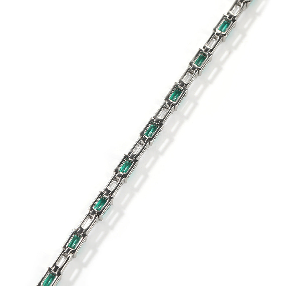 Hip-hop zircon-encrusted emerald color-matching tennis chain by nowadaysfashion