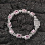 Copper inlaid pink zircon hip-hop bracelet by nowadaysfashion