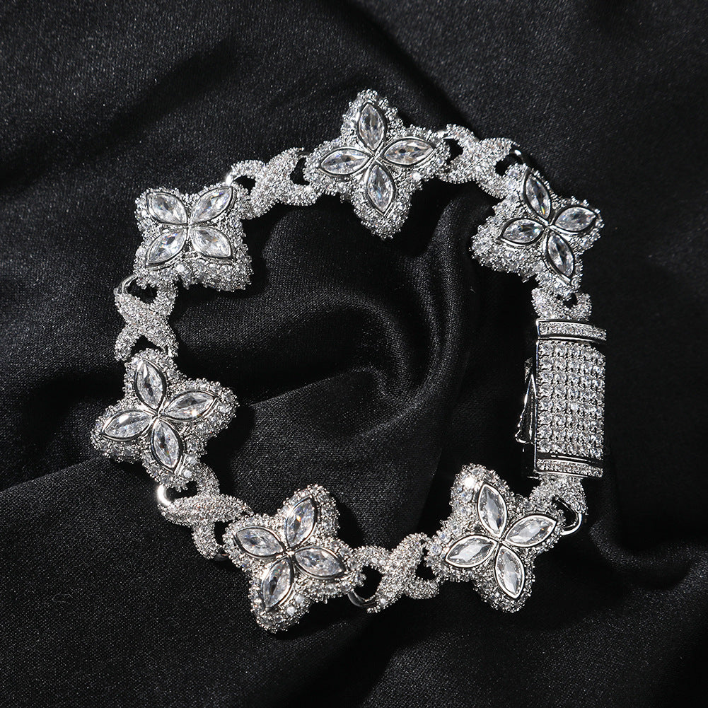 Hip-hop zircon colored infinite four-leaf clover bracelet by nowadaysfashion