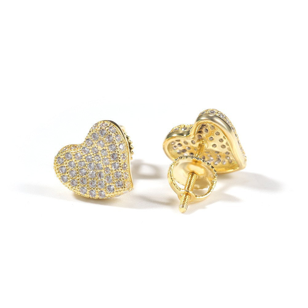 Hip Hop diamond-encrusted 925 silver stud earrings by nowadaysfashion