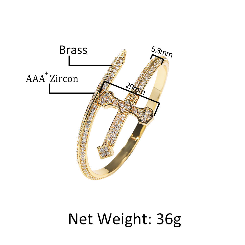 Hip-hop full-diamond justice sword bracelet inlaid with zircon by nowadaysfashion