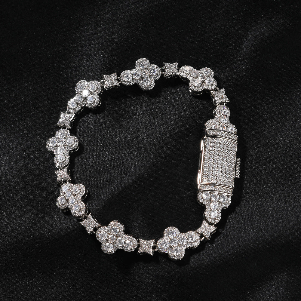 10mm cross flower star bracelet with micro-inlaid zircon by nowadaysfashion