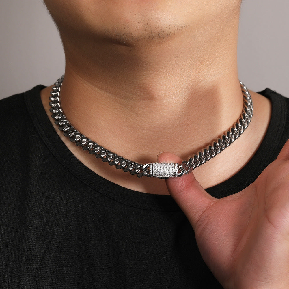 Hip-hop zircon stainless steel zircon necklace by nowadaysfashion