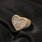 Hip-hop T-square heart-shaped zircon ring by nowadaysfashion