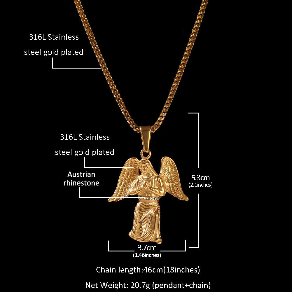 Hip Hop Winged Angel Pendant Necklace by nowadaysfashion