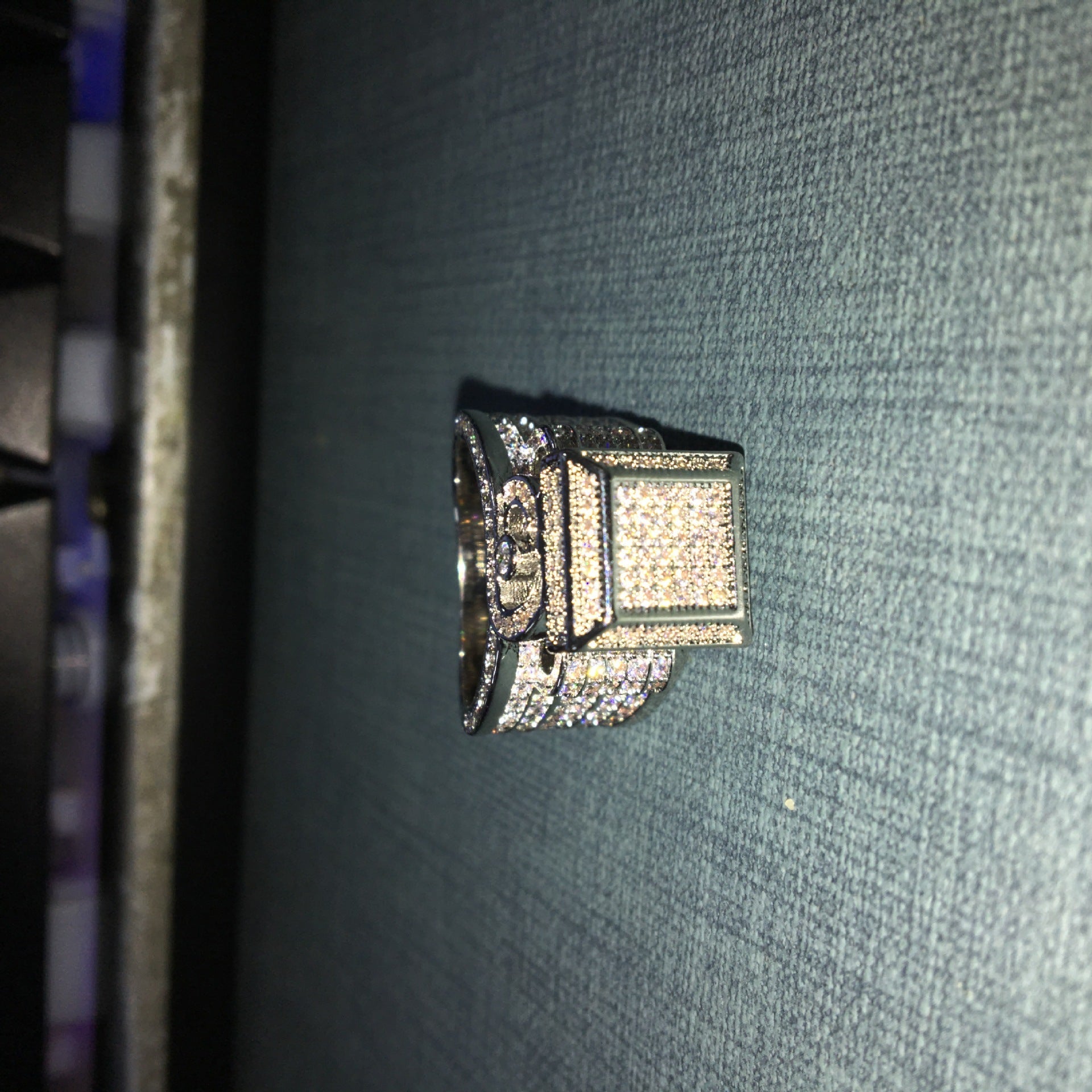 Hip-hop square diamond-encrusted couple ring by nowadaysfashion