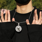 Hip-hop round disc zircon-encrusted praying hands pendant by nowadaysfashion