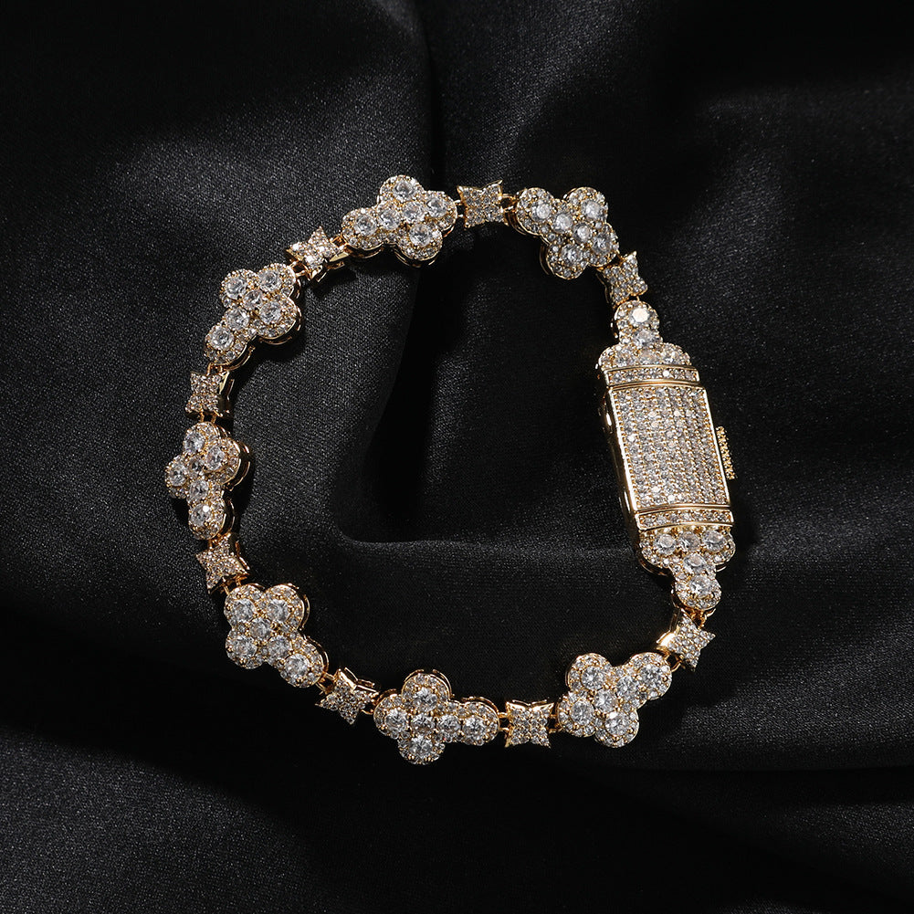 10mm cross flower star bracelet with micro-inlaid zircon by nowadaysfashion