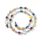 Hip-hop diamond multi-colored gemstone necklace by nowadaysfashion