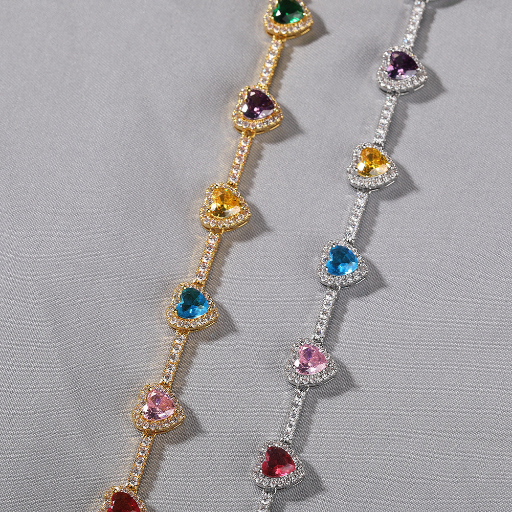 Hip-hop colorful heart-shaped adjustable bracelet and necklace by nowadaysfashion