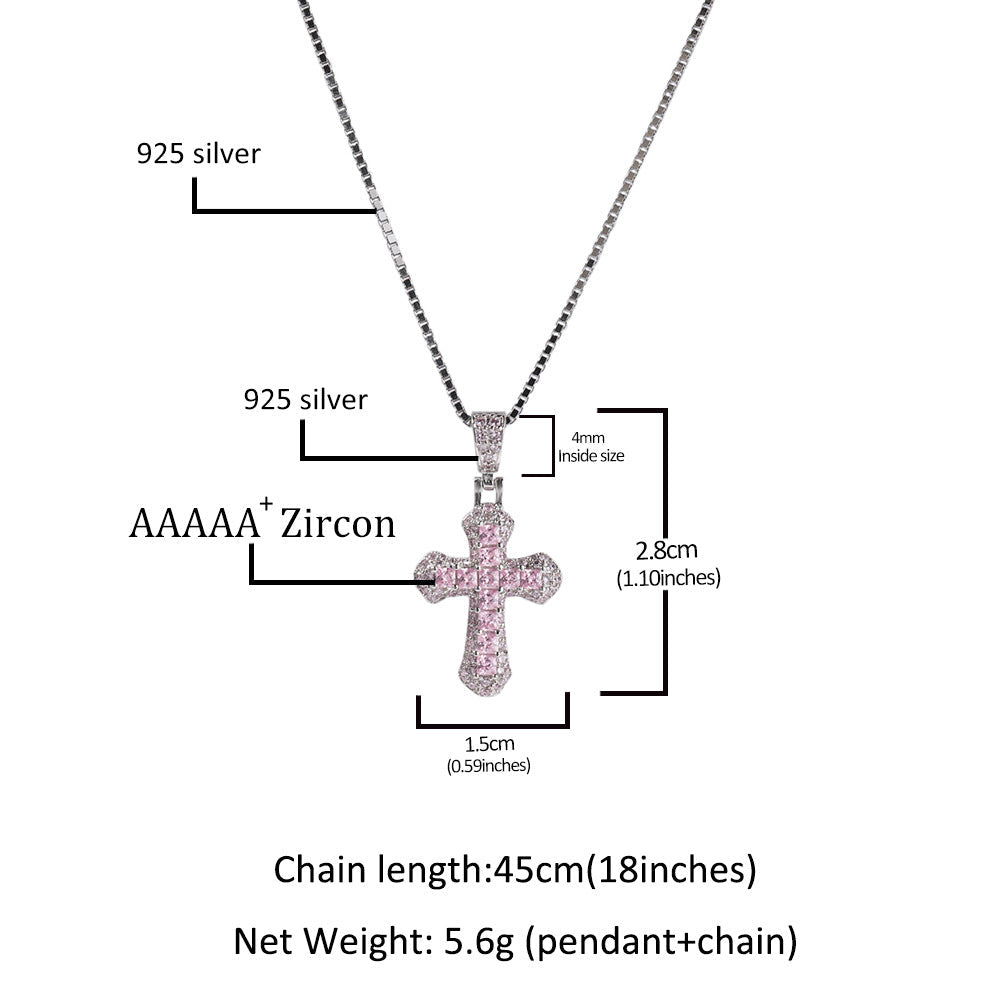 Gold-plated, diamond-encrusted mini cross necklace by nowadaysfashion