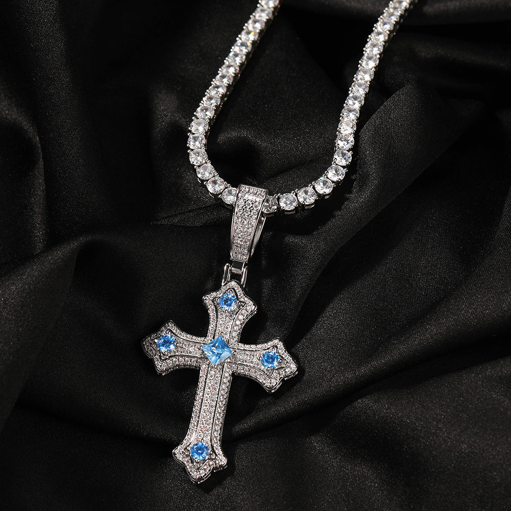 Hip-hop cross-shaped diamond Cubic Zirconia necklace by nowadaysfashion
