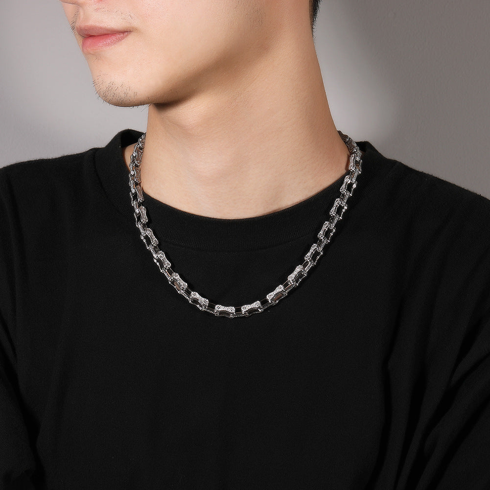 Hip Hop Rhinestone 5mm Bicycle Chain Necklace by nowadaysfashion