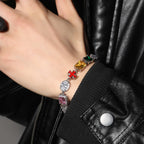 Hip-hop necklace with colorful zircon inlays and a square cross by nowadaysfashion