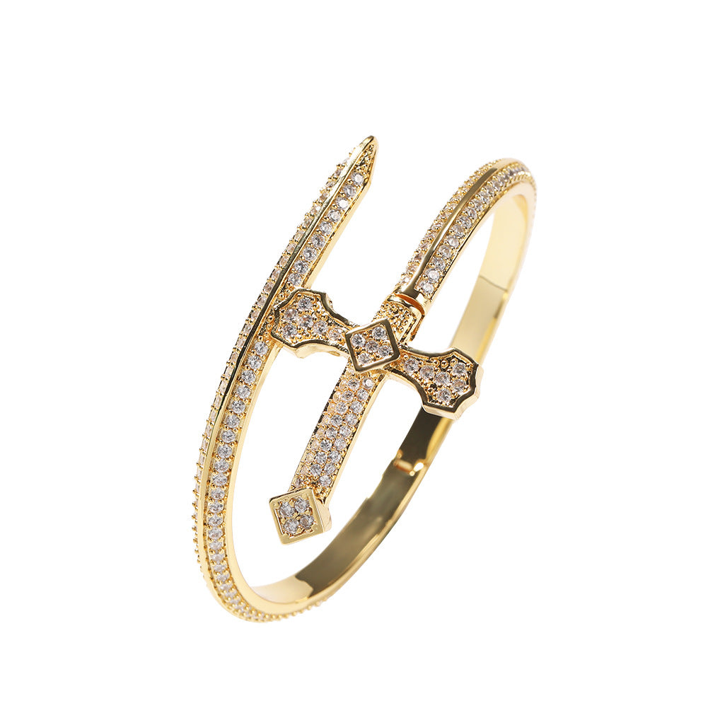 Hip-hop full-diamond justice sword bracelet inlaid with zircon by nowadaysfashion