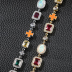 Hip-hop diamond multi-colored gemstone necklace by nowadaysfashion