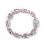 Copper inlaid pink zircon hip-hop bracelet by nowadaysfashion