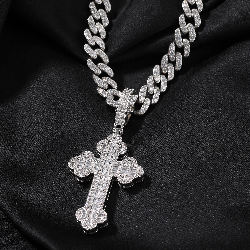 Hip-hop large diamond-encrusted cloud cross pendant by nowadaysfashion